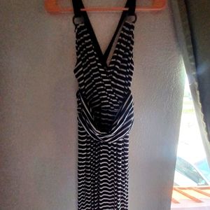 Black and white striped maxi dress size M